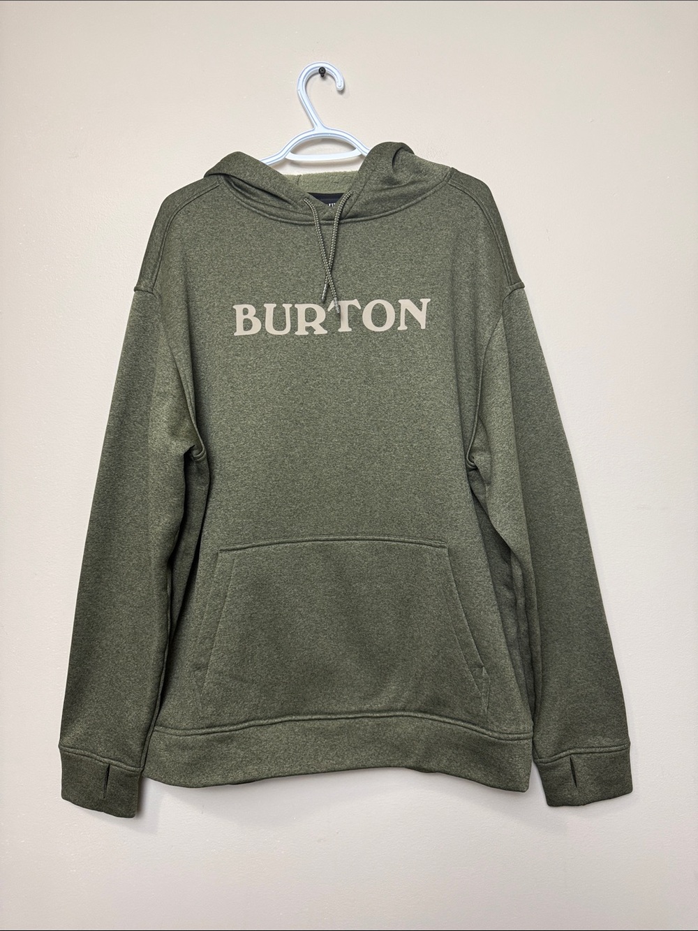 Burton Men's Olive Green Crewneck Hoodie with Front Pocket size XL
